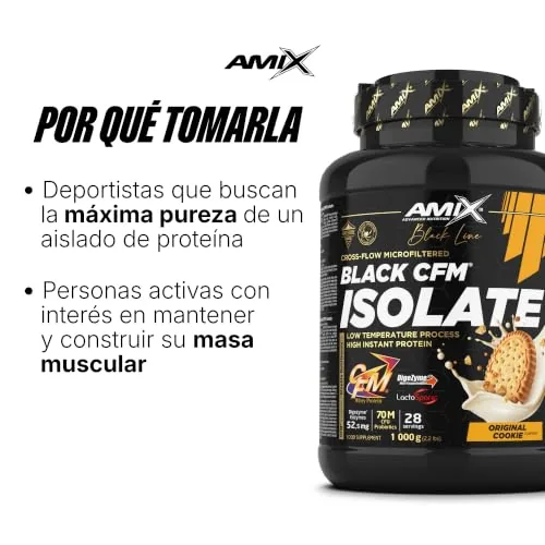 Amix BLACK CFM ISOLATE - Proteína Aislada de Suero - Sabor Cookie - 1 kg — foto 4