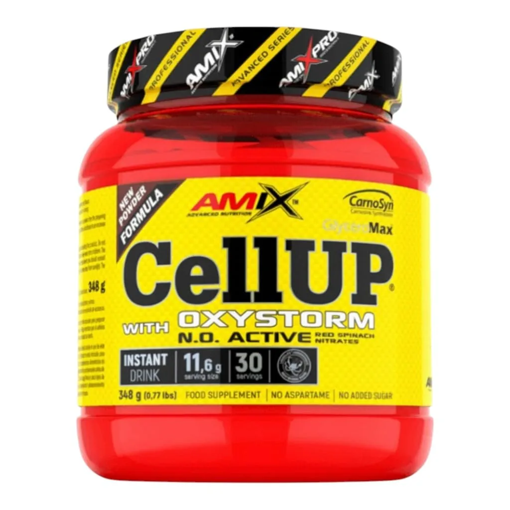 Amix CellUp with Oxystorm - Pre-Entrenamiento en Polvo con Cafeína - 348 g - Sabor Piruleta
