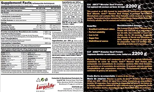 Amix Monster Beef Protein - Proteína de Ternera Hidrolizada - 2,2 Kg - Sabor Chocolate — foto 4