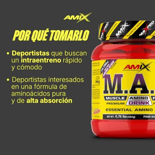 AMIX Muscle Amino Power - Aminoácidos Esenciales en Polvo - 344 g - Sabor Mango-Piña — foto 4