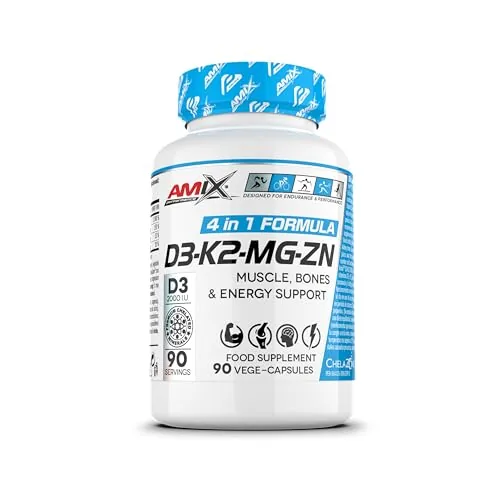 Amix Performance D3-K2-MG-ZN - Vitamina D3, K2, Magnesio y Zinc Quelado - 90 Cápsulas — foto 2