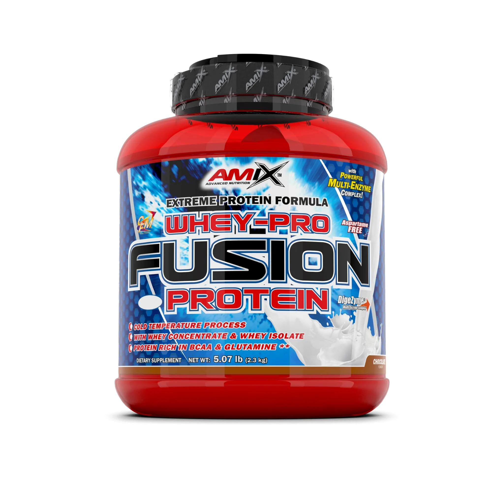 AMIX Proteína Whey Pure Fusion - Concentrado + Isolada de Suero - 2,3 Kg - Sabor Chocolate